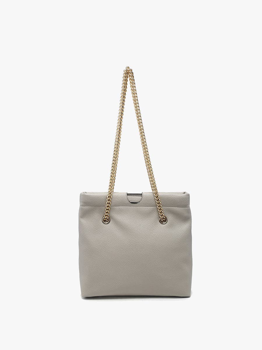 M2600 Casey Cinched Satchel w/ Gold Chain Strap: Lt. Grey