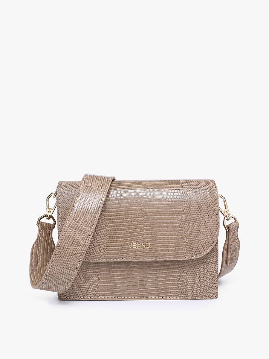 JN2383 Crocodile Embossed Crossbody: Taupe