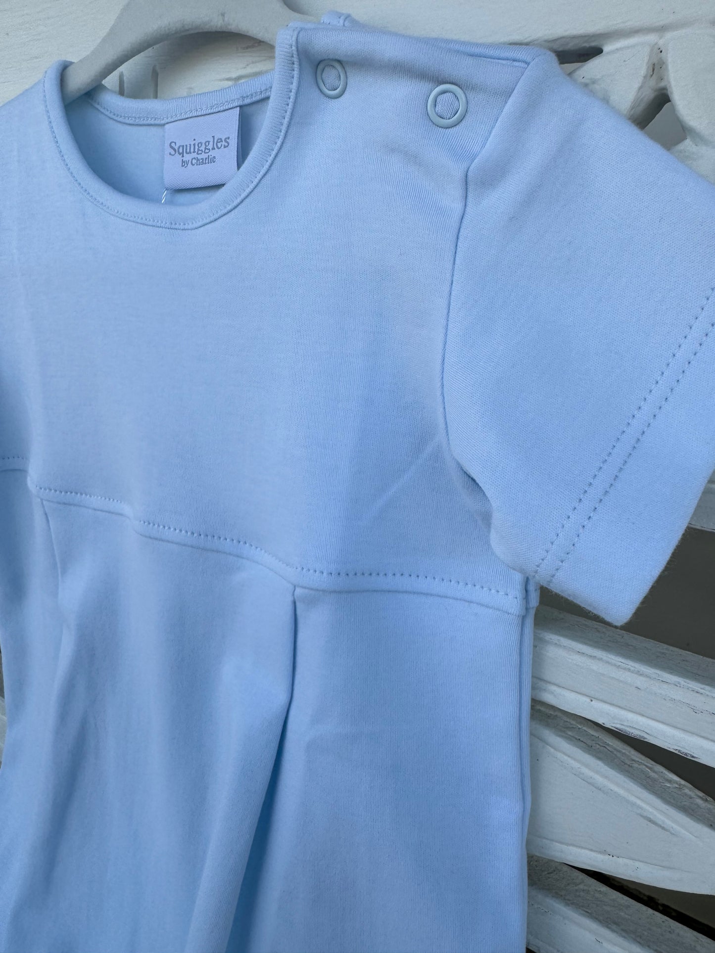 Squiggles Boy Romper: Light Blue