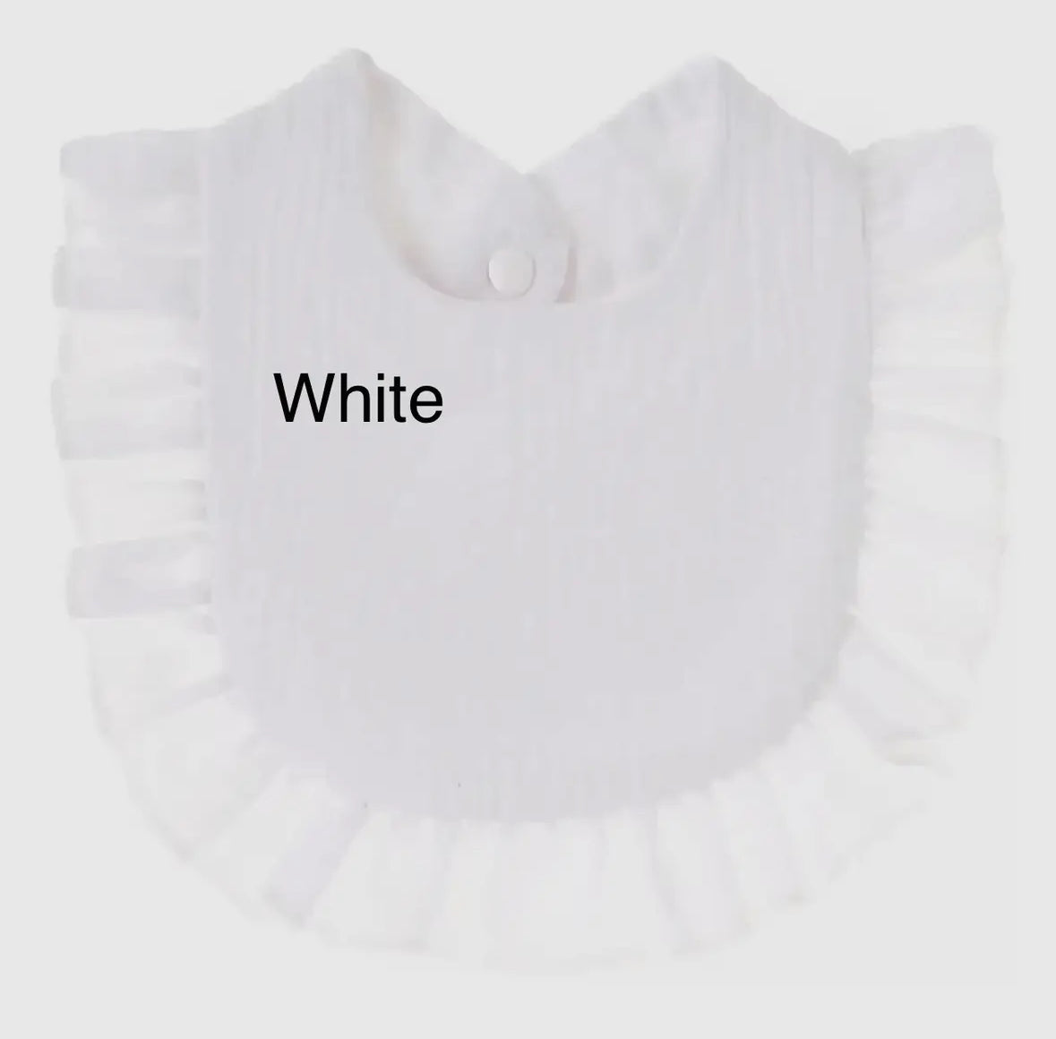 Ruffle Toddler Bib - White