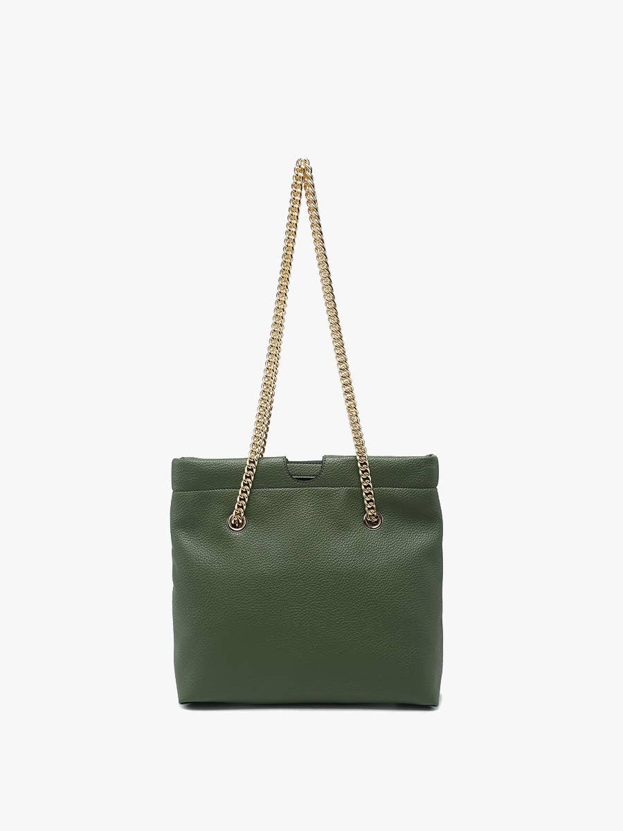 M2600 Casey Cinched Satchel w/ Gold Chain Strap: Olive
