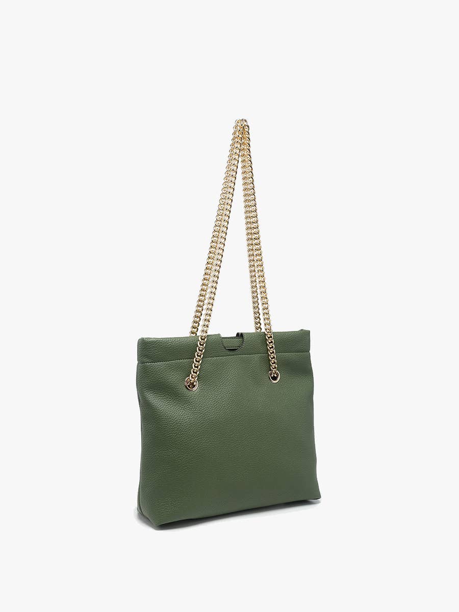 M2600 Casey Cinched Satchel w/ Gold Chain Strap: Olive
