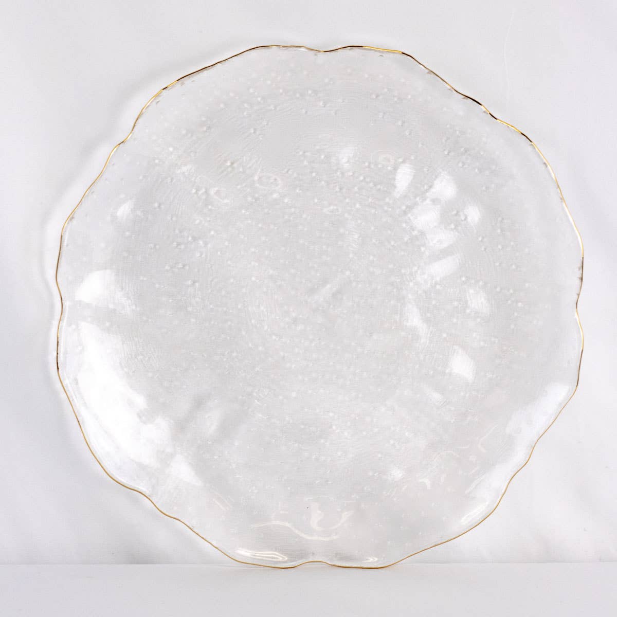 Bordeaux Glass Serving Platter Clear/Gold 13"