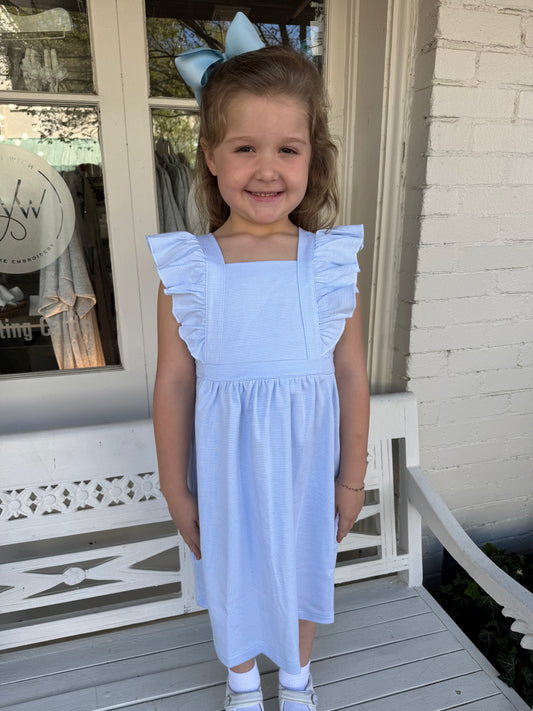Squiggles Pinafore Dress Light Blue