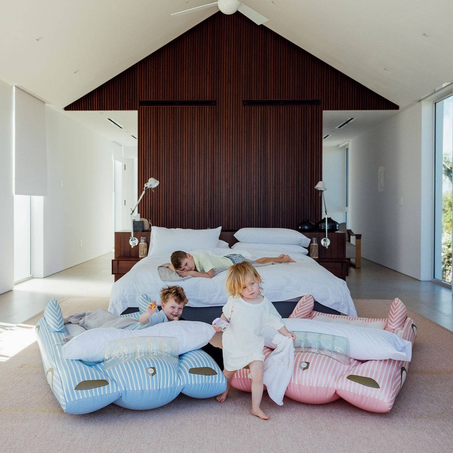 Blue Convertible Kids Sleepover Air Mattress