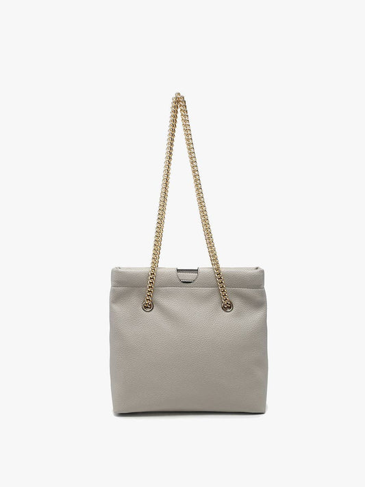 M2600 Casey Cinched Satchel w/ Gold Chain Strap: Lt. Grey