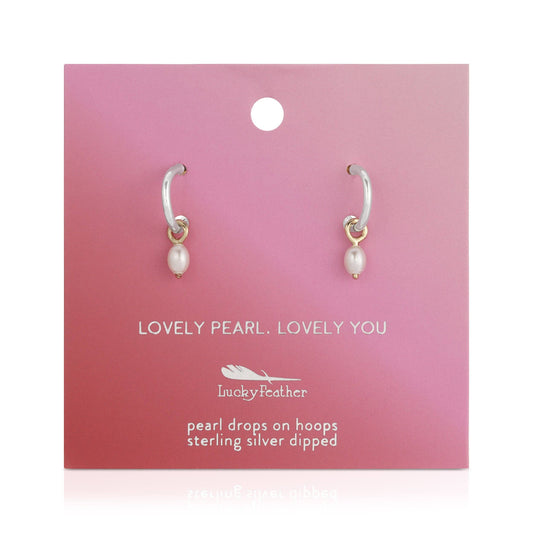 Hoops with Drop - Pearl (silver) - LOVELY