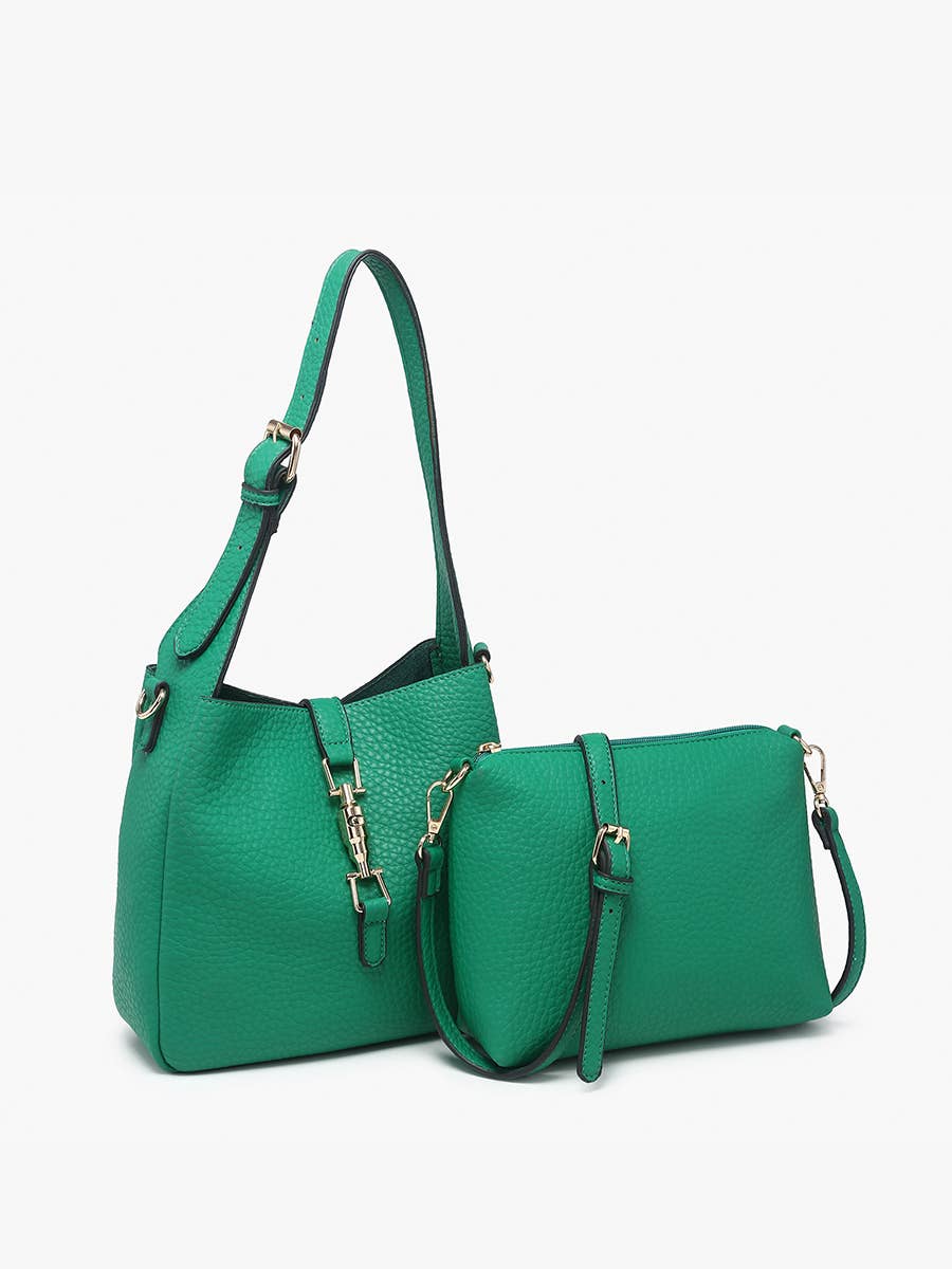 M2610 Agnes Classic Satchel w/ Press Lock & Inner Bag: Cherry Red