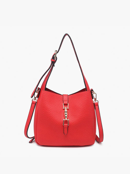 M2610 Agnes Classic Satchel w/ Press Lock & Inner Bag: Cherry Red