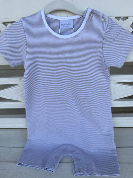 Squiggles Boy Romper: Grey Stripe