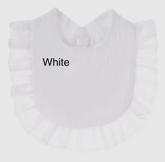 Ruffle Toddler Bib - White