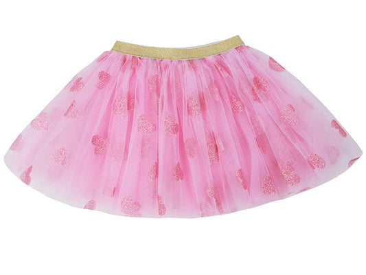 Pink Glitter Heart Tutu: 2-6