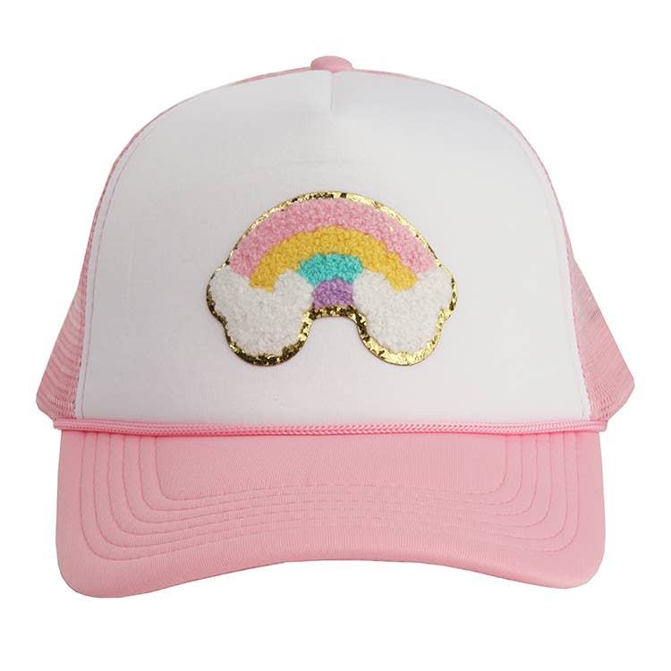 Rainbow Patch Trucker Hat: Blue