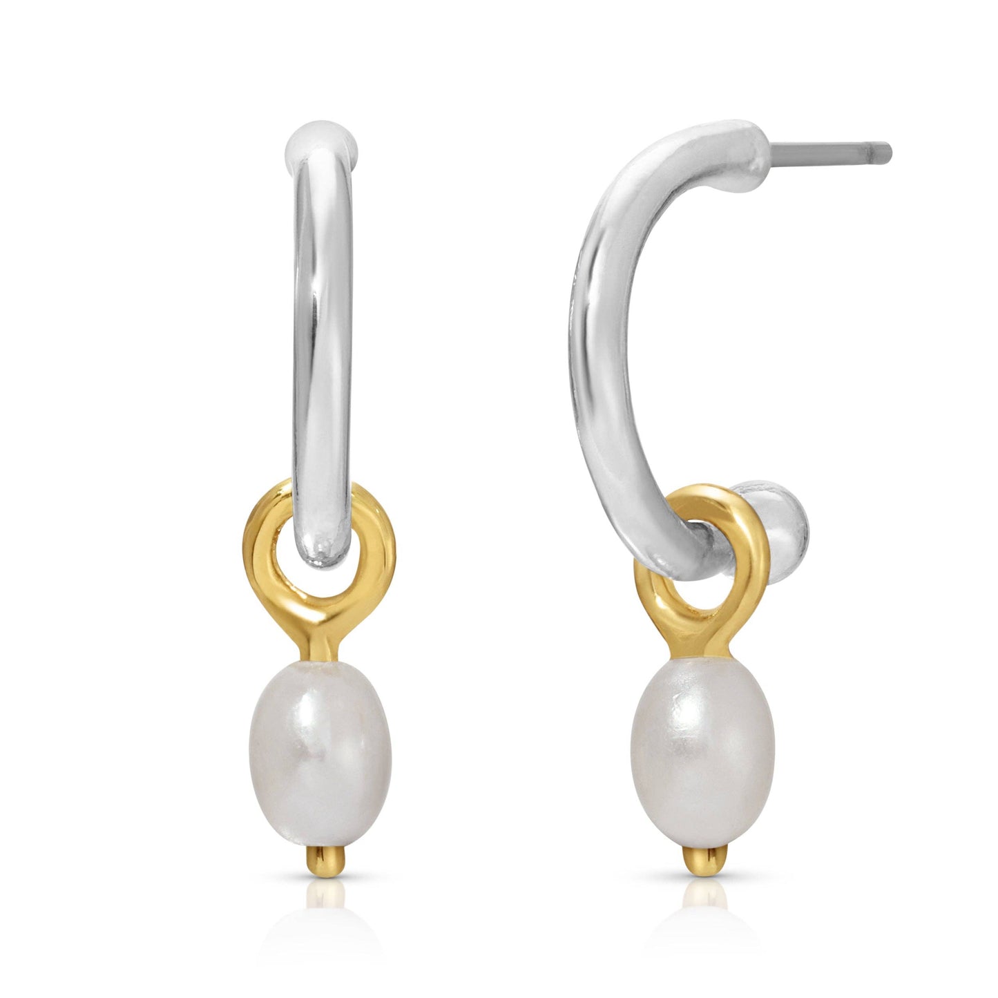 Hoops with Drop - Pearl (silver) - LOVELY