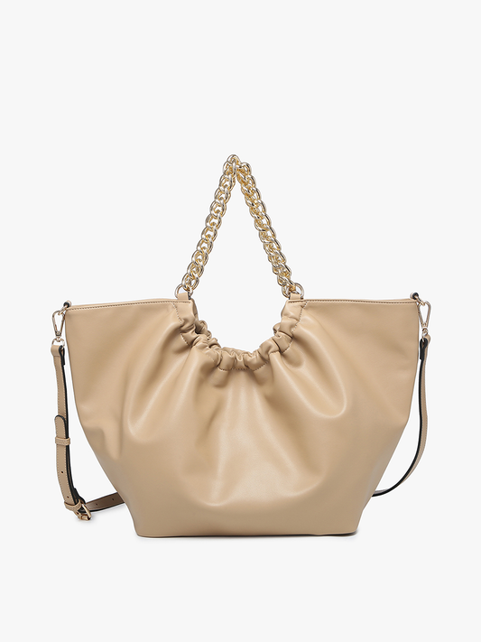 M2343 Stassi Slouchy Satchel w/ Chain: Taupe