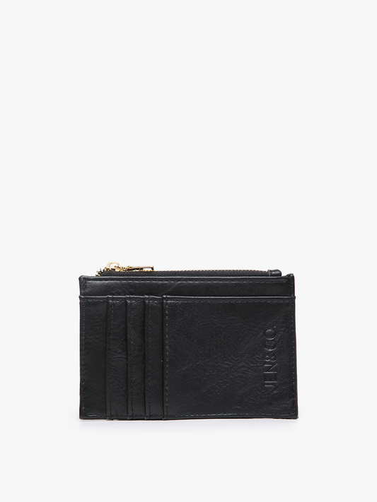 WL1991 Sia Printed Card Holder Wallet: Black