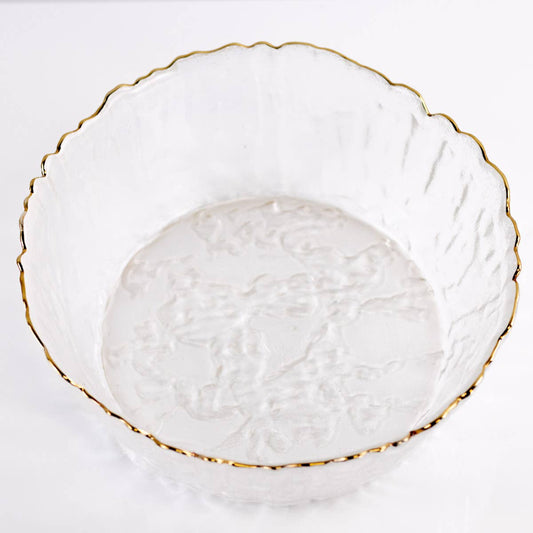 Marguerite Glass Serving Bowl   Clear/Gold   8x3.5x8
