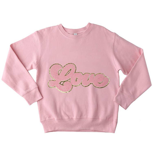 Pink Chenille Love Sweatshirt: Pink
