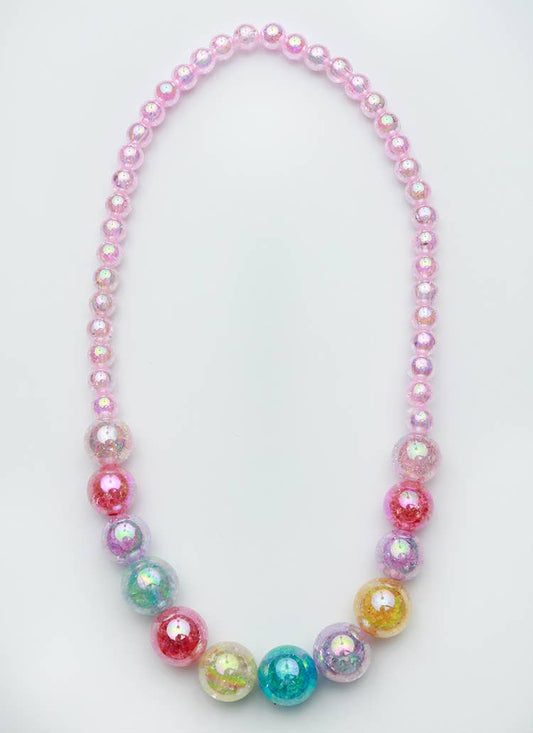 Beaded Watercolor Necklace: Pink