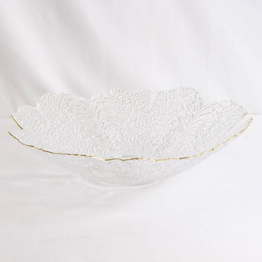 Cannes Glass Serving Bowl   Clear/Gold   13"