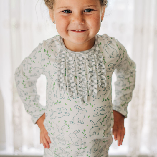 Easter Bunny - Ruffle Buttflap Pajamas (Girl)