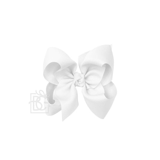 SIGNATURE GROSGRAIN BOW ON CLIP: WHITE / 5.5" Huge - 2.25" Ribbon on Alligator Clip