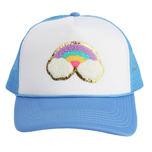 Rainbow Patch Trucker Hat: Blue