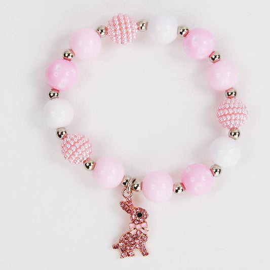 Pink Pearl Beaded Bunny Bracelet