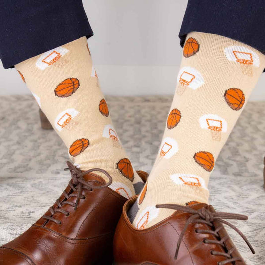 Men's Basketball Socks   Tan/Gray/Orange   One Size